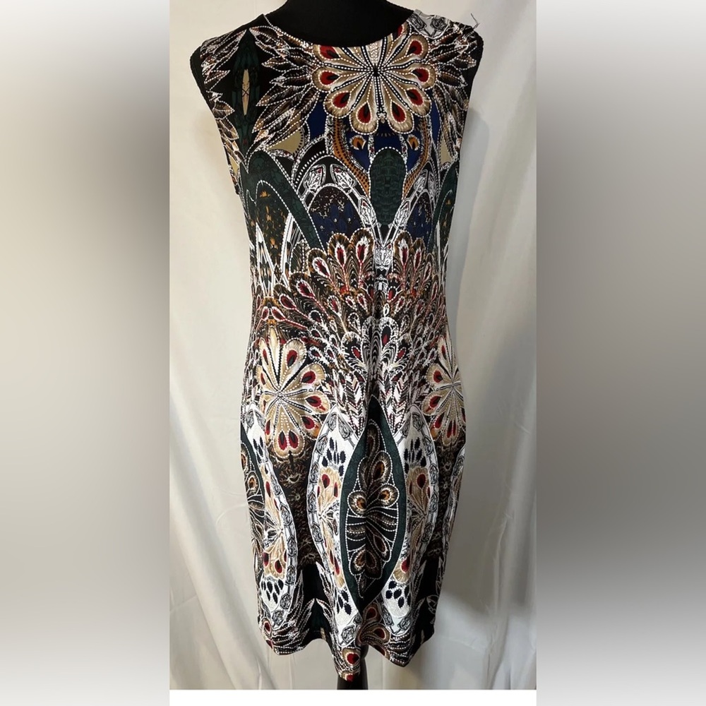 Papillion Multicolored  Base Color Green Sleeveless Dress Sz:M Style:PD-05686